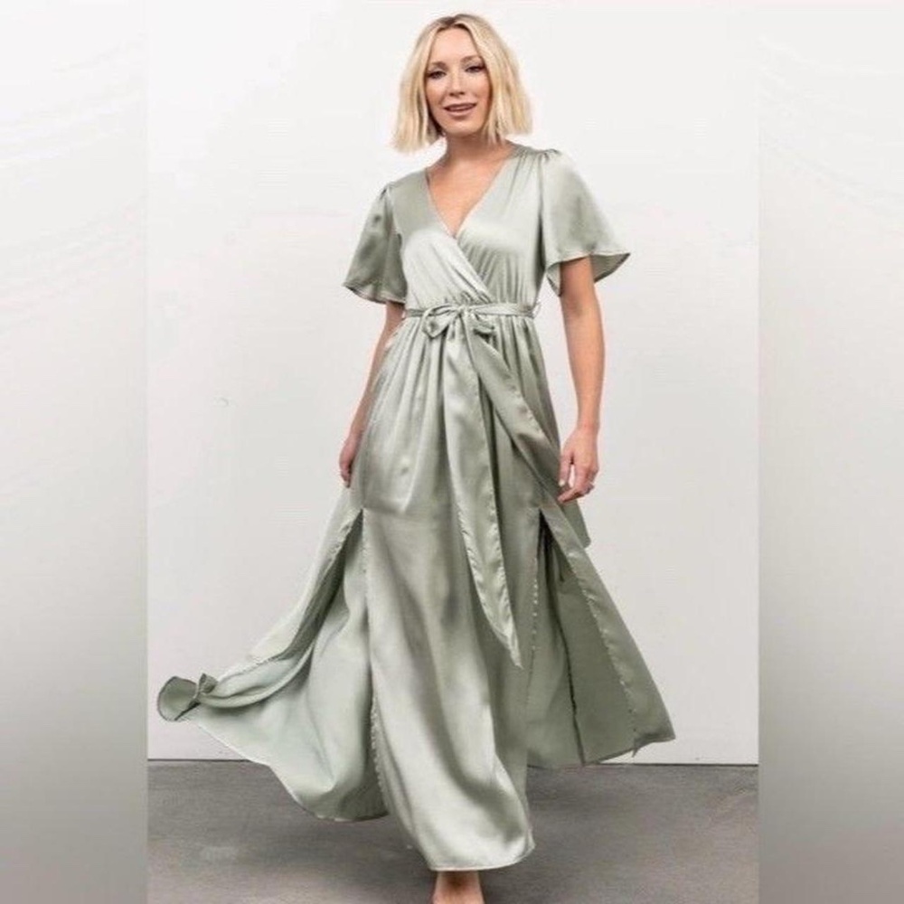 Baltic Born Sicily satin maxi in Sage S